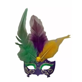 MGPS Pin Mardi Gras Feather Mask Purple Green Yellow Party Favor