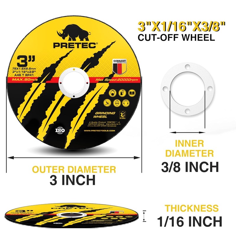 PRETEC Die Grinder Cut-Off Wheel, 27 Pcs 3Inch Cut Off