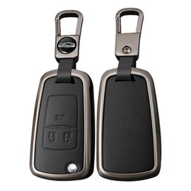 TECART for Buick Flip Key Fob Cover with Keychain Leather Full Protection Key Case Shell Fit for Buick Verano Regal Lacross Encore Enclave GL8 Key Cover 3 Button Black