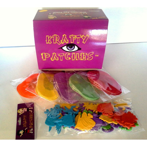 Krafty Eye Patches USA (Unisex) Medium Size (70 per Box & 1 Bag Foam Stickers for Ages 0-4yrs Old)