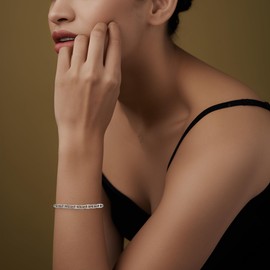 LeCalla 925 Sterling Silver Chain Bracelets for Men Women | Rhodium-Plated 4mm Mariner Link Chain Bracelet 7.5 Inches