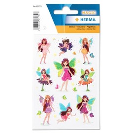 HERMA Fairy Stickers, Girls Glitter Stickers for Children and Toddlers, Children's Stickers with Elves Motif for Sticker Album Scrapbook Photo Album Gift Birthday Decoration Letters Crafts