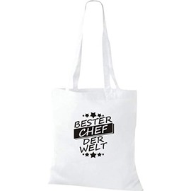 Shirtinstyle Fabric Bag, Bester Chef Der Welt, Bag, Shopper, Jute, Saying, Family, Friends, Thank You, Bag, White