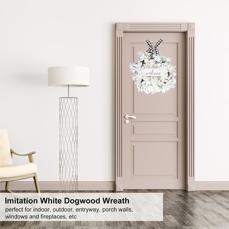 Imitation White Dogwood Wreath Simulation Vibrant Wreath Decoration for Home