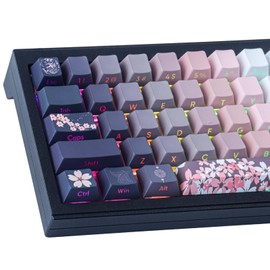 JOMKIZ - Teclas PBT de 135 teclas de doble disparo lateral grabadas de teclas transparentes con perfil cerezo para teclado mecánico Cherry MX Switch ASIN/ISO
