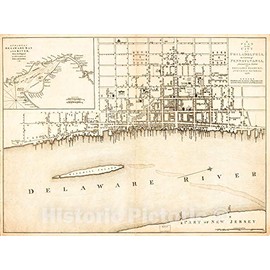 Historic 1776 Wall Map - A Plan of The City of Philadelphia, The Capital of Pennsylvania, from an Actual Survey. 24in x 18in