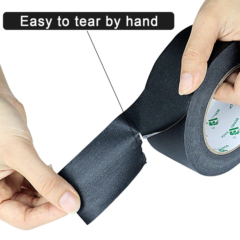 BOMEI PACK 4 Pack Black Painters Tape, 2inch x 30yds,