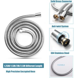 Oupukle Shower Hose 2 m Stainless Steel Flexible Universal Shower Hose with Premium Double Brass Head Shower Hose 200 cm Anti-Twist, Anti-Kink