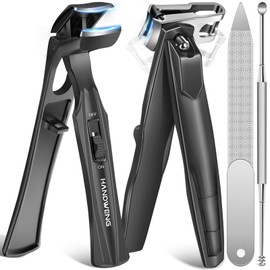 Toenail Clippers for Seniors Thick Toenails, Angled Head Large Toe Nail Clippers for Thick Nails for Men, 360° Rotating Nail Clippers with Long Hande, Heavy Duty Fingernail Clippers with Wide Opening