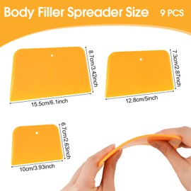 PEASUG Body Filler Spreader, 9 Pack Reusable Plastic Spreader Tool for Automotive Body Applying Fillers, Putties, Glazes, Caulks - Autobody Paint Repairs, 3 Each 4", 5" and 6"