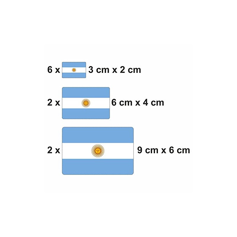 Generisch Set of 10 Flag Stickers Argentina Car Sticker