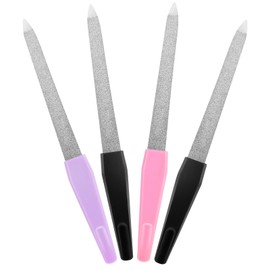 Shimmeroo 4PCS Metal Nail File with Sharp Pointed Tip - 6 Inch Thin Stainless Steel Nailfiles for Women Manicure Men & Pet Dog Nail, Durable Fingernail Files 4 Color -Black Purple Pink Green