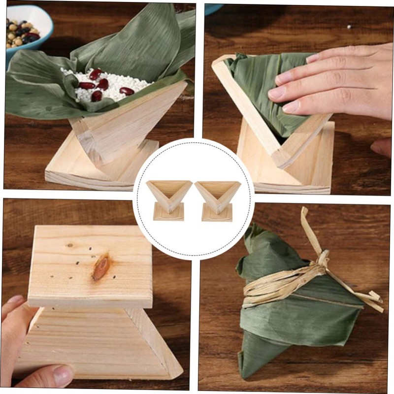 LABRIMP 2Pcs Wooden Rice Ball Molds Triangle Moulds for Rice