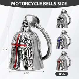 MADGININE 3 PCS Motorcycle Guardian Bell Set,Durable Metal Alloy Riding Bell with Chain, Lucky Biker Bell for Outdoor and Motorcycle Accessories Gifts