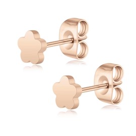 Artskin Women Flower Earrings Flat Titanium Nickel Free Hypoallergenic Stud Earrings for Sensitive Ears Dainty Earring Studs for Men Girls Teens