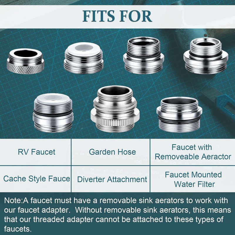 Hotop 7 Pieces Faucet Adapter Kit, Kitchen Sink Brass Aerator