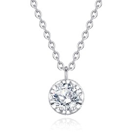 Jaransheti Moissanite Solitaire Pendant Necklace For Women 1ct Round Cut Moissanite Pendant Necklace 18k White Glod 925 Sterling Silver Necklace 20 Inches Chain Crown Base Necklace Jewelry Gift