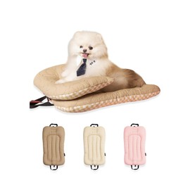 Easy Wash Dog Stroller Mat, Durable Orthopedic Pet Stroller Cushion for Dogs & Cats, Ergonomic Pad for Pet Cart, Ideal Pet Stroller Accessories & Pads for Comfortable Rides (Beige Walnut, XS)