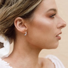 ChicSilver Infinity Huggie Hoop Earrings for Women 925 Sterling Silver Cubic Zirconia Small Hoop Earrings for Women