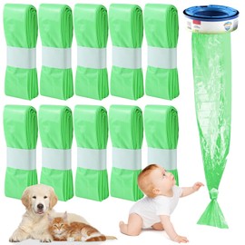 Nappy Bin Refill Bags, Pack of 10 Baby Nappy Bin Refill Bags, Scented Cat Litter Refill Bags, Scented Refill Bags Compatible with Decor Plus/Korbell Slim Refill Bags (Green)