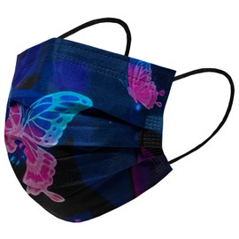Crover Disposable Safety Mask 3 Layer Protection Face Mask for Adults 50 pcs (Butterfly Black)