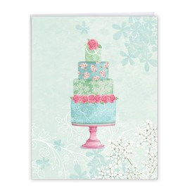 WATERCOLOR CAKE - Big and Stylish Congratulations Wedding Greeting Card w/ Envelope Creative and Pretty Marriage Appreciation Card 8.5 x 11 Inch J2984FWDG