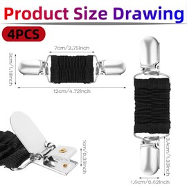 4PCS Stretch Back Clips, Back with Elastic Design, Clothes, Waist, Cardigan Collar Clip, Travel Hat Clip, Ladies Sweater Clip, Girls Trim (Black, White, Blue, Grey)