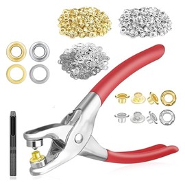 Timotech Kit de Ojales Metálicos 803 Piezas, Alicates de Perforación de 1/4 pulg, Ojales con Arandelas en Color Oro y Plata, Kit para Manualidades, Pr