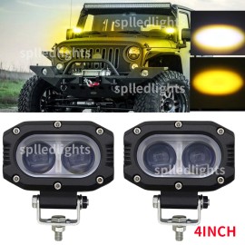 splledlights 2X 120W 4" LED Cube Work Light Bar Yellow White Driving Fog Spot Pods Offroad 3"