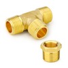 GASHER 2PCS Brass Male Tee Pipe Fitting T Adapter, 3