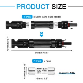 MECCANIXITY Solar Fuse Holder 10A 1000V Waterproof PV in-Line Fuse Holders with Fuse Solar Inline Fuse Holder Photovoltaic Connectors for Solar Panel System