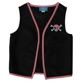 Making Believe Boys Black Skull & Cross Bones Pirate Costume Vest - Black/Red - Size 4-6