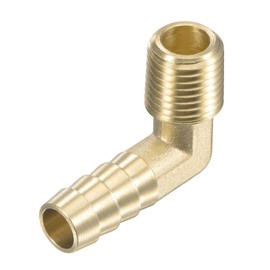 sourcing map Brass Hose Barb Fitting Elbow 3/8 Inch x 1/4 NPT Male Thread Right Angle Pipe Connector