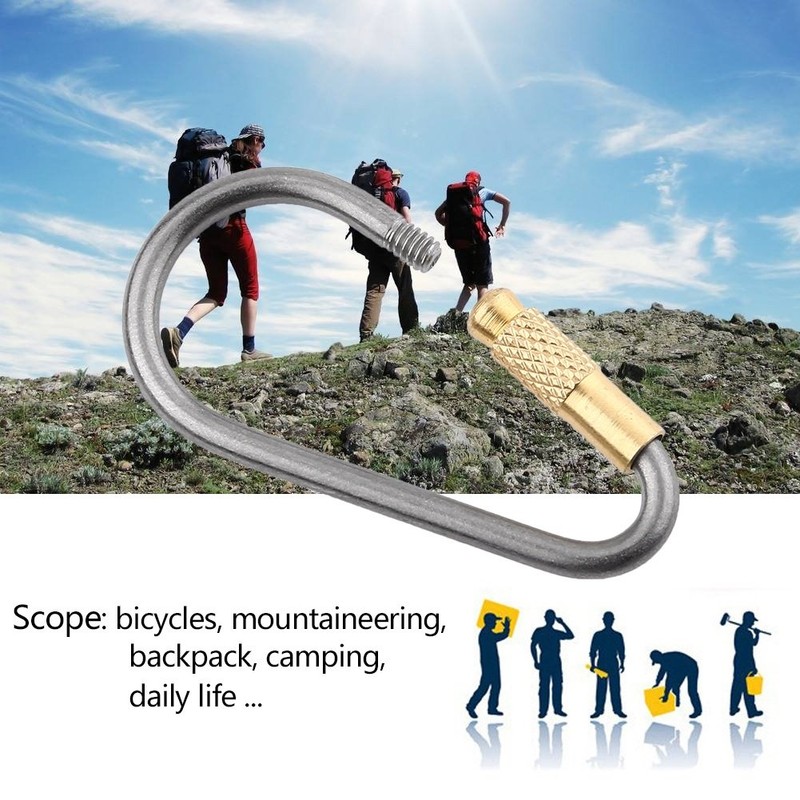 Multifunction Climbing Carabiner D-Shaped Ring Buckle Titanium Alloy Keychain for