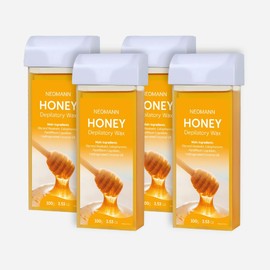 NEOMANN 4x Honey Roll-On Wax Refill – Soft Wax Cartridge for Hair Removal on Body, Legs, Arms & Sensitive Skin – Compatible with All Roll-On Wax Heaters