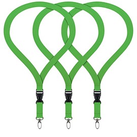 3 x Premium Lanyard Neck Strap Lanyard Set with Carabiner Hook and Clasp for ID Card Holder Mobile Phones Camera USB Devices Key Ring Name Tags ID Card Holder (Green)