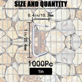 1000Pcs 1" Galvanized Hog Rings Assortment Kit, Professional Hog Rings Installation Kit for Bungee Shock, Cords, Animal Pet Cage