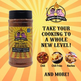 Smoke n Sanity SnS Chili Seasoning - Monash Certified Low FODMAP - Gluten Free - Certified Kosher - Dairy Free - Low FODMAP Food - Vegetarian (7.0 oz Shaker)