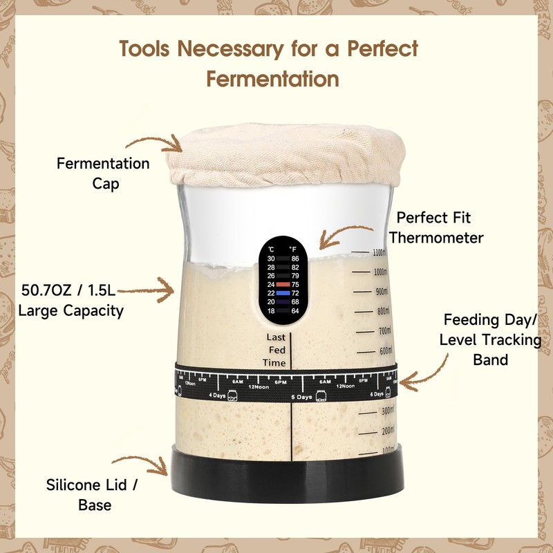 Coco Bird Pro Sourdough Starter Kit- 50oz Large Capacity Sourdough