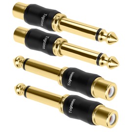 Togconn RCA to 1/4 Inch Adapter 4 Pack, 6.35mm Quarter Inch TS Mono Male to RCA Female Jack Plug, Gold-Plated Guitar Connectors, Audio Converter Premium Quality Series