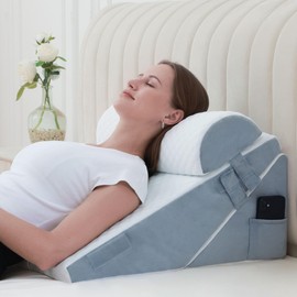 HDJOAPS 3Pcs Orthopedic Bed Wedge Pillow for Sleeping, Post Surgery or Back, Neck and Knee Support, Adjustable 9&12 Inch Memory Foam Wedge PillowTriangle Pillow for Acid Reflux Gerd Snoring