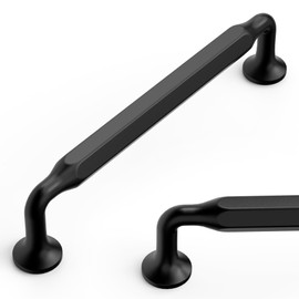 Amerdeco 10 Pack Matte Black Cabinet Pulls 5 Inch(128mm) Hole Center Drawer Pulls Cabinet Hardware Kitchen Cabinet Handles for Bathroom ZH0095