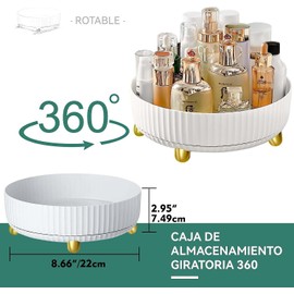 Organizador de Cosméticos,Organizador de Cosméticos de Sobremesa Giratorio 360 Grados,Organizador Multiusos de Gran Capacidad,Adecuado para Cosméticos,Almacenamiento de Cocina, Bandejas de Baño…