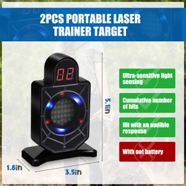 VercanMonth 2 Pcs Laser Targets for Dry Fire Portable Trainer and Counting Laser Targets for Dry Fire Shooting Practice (Rectangular Style)