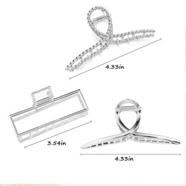 Mehayi 3 PCS Metal Large Hair Claw Clips for Thick Heavy Hair, Big Non-Slip Hair Catch Barrette Jaw Clamp, Strong Hold Claw Barrettes for Long Hair, Fashion Hair Styling Accessories for Women Girls