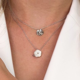 Engelsrufer Women's Rose Garden Necklace Sterling Silver with Rose Pendant, Lobster Clasp, Adjustable in Two Lengths - Nickel-Free, Sterling Silver, No Gemstone