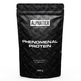 Alphatier Proteinpulver Vanille 1 kg - Eiweißpulver mit 80% Protein - Vanilla Powder Proteinshake ohne Whey, Zucker + Laktose - Eiweiß Pulver 1000 g