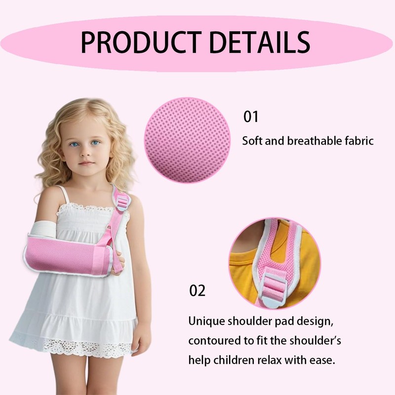Adjustable Children's Arm Sling - Breathable Mesh Shoulder Stabilizer for