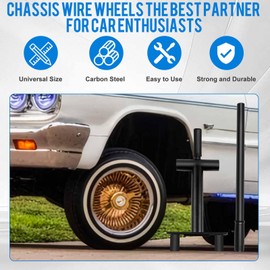 BTXKQTH 2 Bar Heavy Duty Lowrider Wire Wheel Knock Off Tool, Wire Wheel Knock Off Tool & Bar with Anti-Scratch Rubber Pad, Fit for Zenith/Dayton/Luxor/Chinas Lowrider