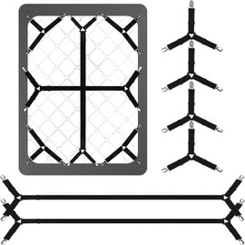 Correas de Sábana de Cama, 6 Correas de Sábana Seguras y Ajustadas para Cama de Matrimonio, Clips de Sábana Ajustables para Sábana Perfectamente Ajustada, Sujetadores para Esquinas (Negro)